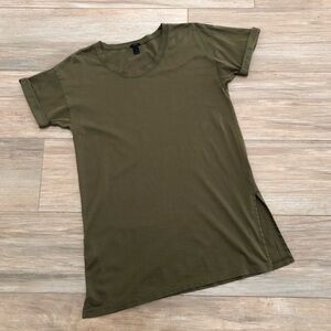J. Crew 100% Cotton Olive Green Short Sleeve Tee with Rolled Cuffs